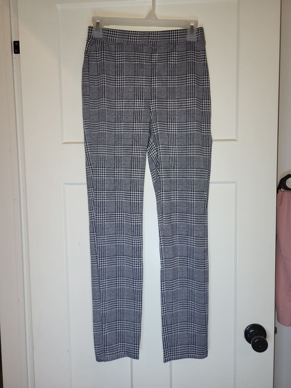 HALARA Black and White Glen Plaid Straight-Leg Pants
